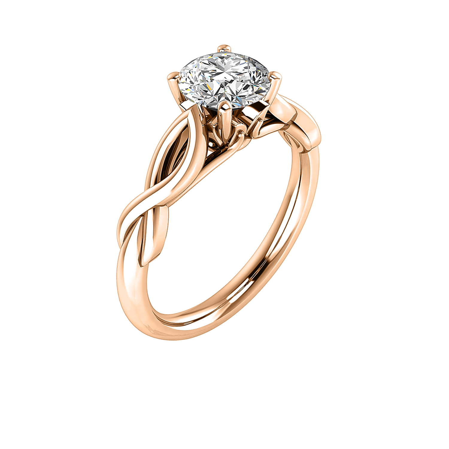 Mia Twisted Plain band 4 prong Solitaire